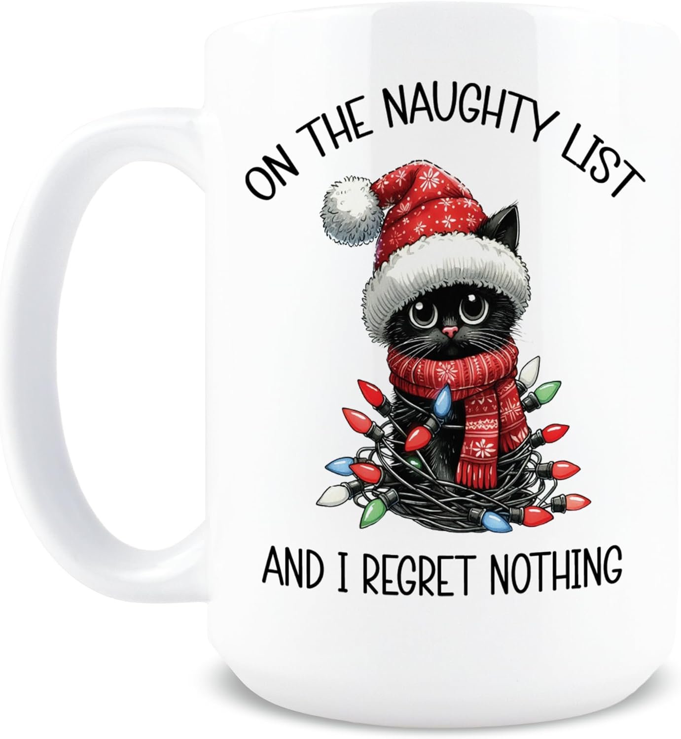 Funny Cat Naughty List Mug Christmas Coffee Cup