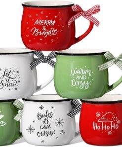 Sawysine 6 Set Christmas Coffee Mugs Holiday Gift