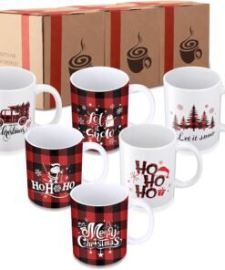 Potchen 6 Pack Farmhouse Christmas Coffee Mugs