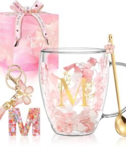 Personalized Flower Glass Coffee Mug for Women