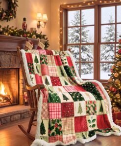 Macarrie Christmas Patchwork Flannel Throw Blanket