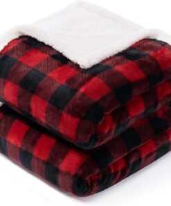 Soft Warm Buffalo Plaid Christmas Sherpa Throw