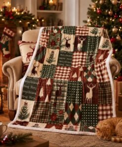 Red and Green Plaid Christmas Flannel Throw Blanket
