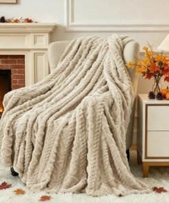 Khaki Boho Fleece Throw Blanket for Couch