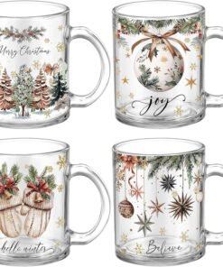 Tioncy 4 Pack Christmas Coffee Mugs Set