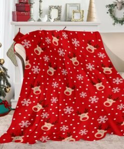 Cozy Christmas Reindeer Snowflakes Throw Blanket