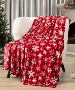 Red Snowflake Christmas Throw Blanket | Soft Winter Fleece