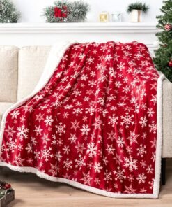 Red Snowflake Christmas Sherpa Throw Blanket